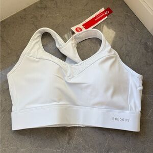 Ewedoos White High Support Sports Bra Size Large NWT Racerback